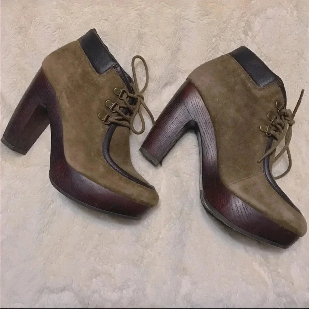 Lucky Brand Lace Up Chukka Platform Booties Cendara Ankle Boot High-Heel 8.5 - Picture 4 of 8
